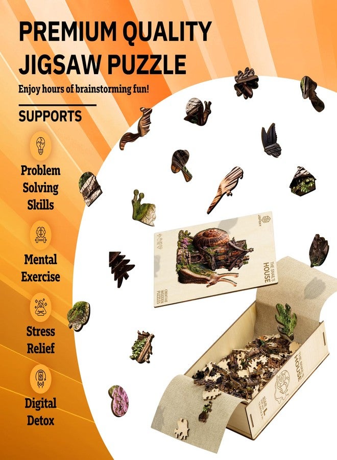 Jigfoxy أحجيات خشبية من جيجفوكسي للكبار، أحجيات خشبية على شكل بيت الحلزون للكبار، أحجيات خشبية فريدة على شكل حيوانات للكبار، هدايا عيد ميلاد لمحبي الأحجيات، العائلة، الأصدقاء (متوسط - 11.3 × 10.5 بوصة - 168 قطعة) - Image 5